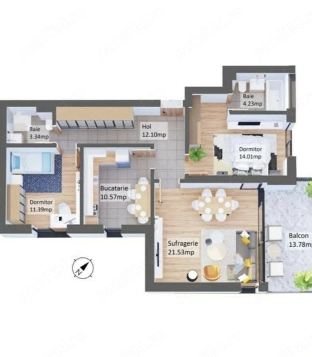 Apartament 3 camere Green Residence