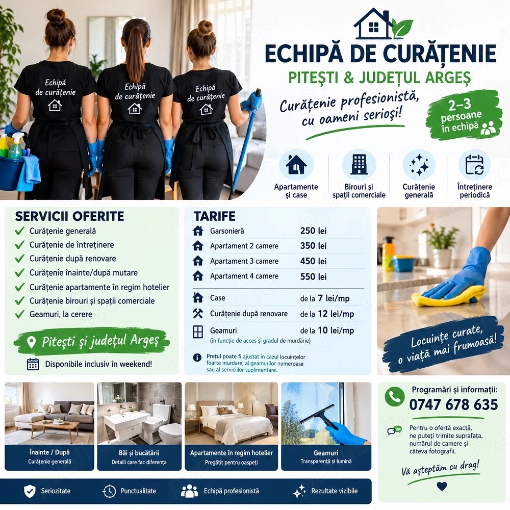 Oferim servicii de curatenie