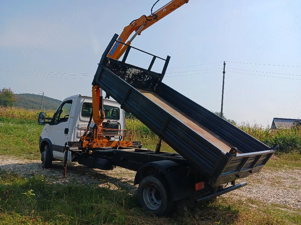 iveco 65c18 basculabil trilateral cu macara 