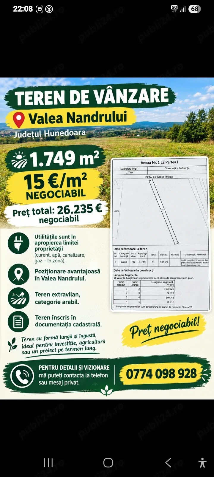 Vând teren in Valea Nandrului