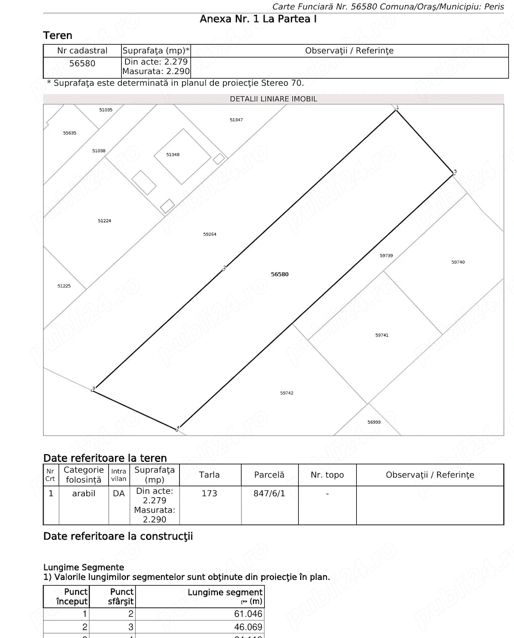 Teren intravilan 2.290 mp, Periș, Str. Orhideelor 29, deschidere 22 m la DJ 1638 