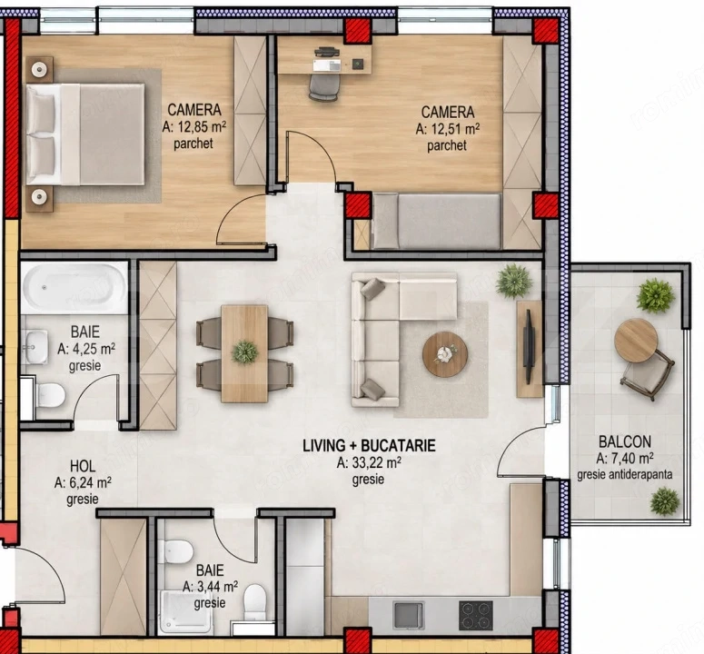 Apartament cu 3 camere, 72.50 mp, zona Terra Gardens, Comision 0