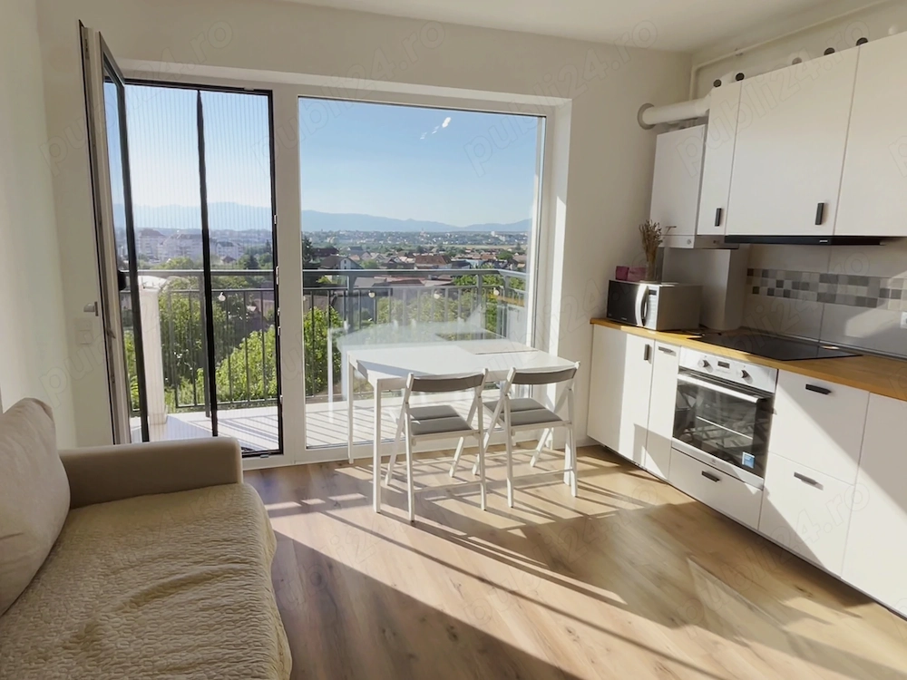 Prima închiriere   Apartament 2 camere + balcon 10 mp. cu vedere panoramică   Green Hill Sibiu