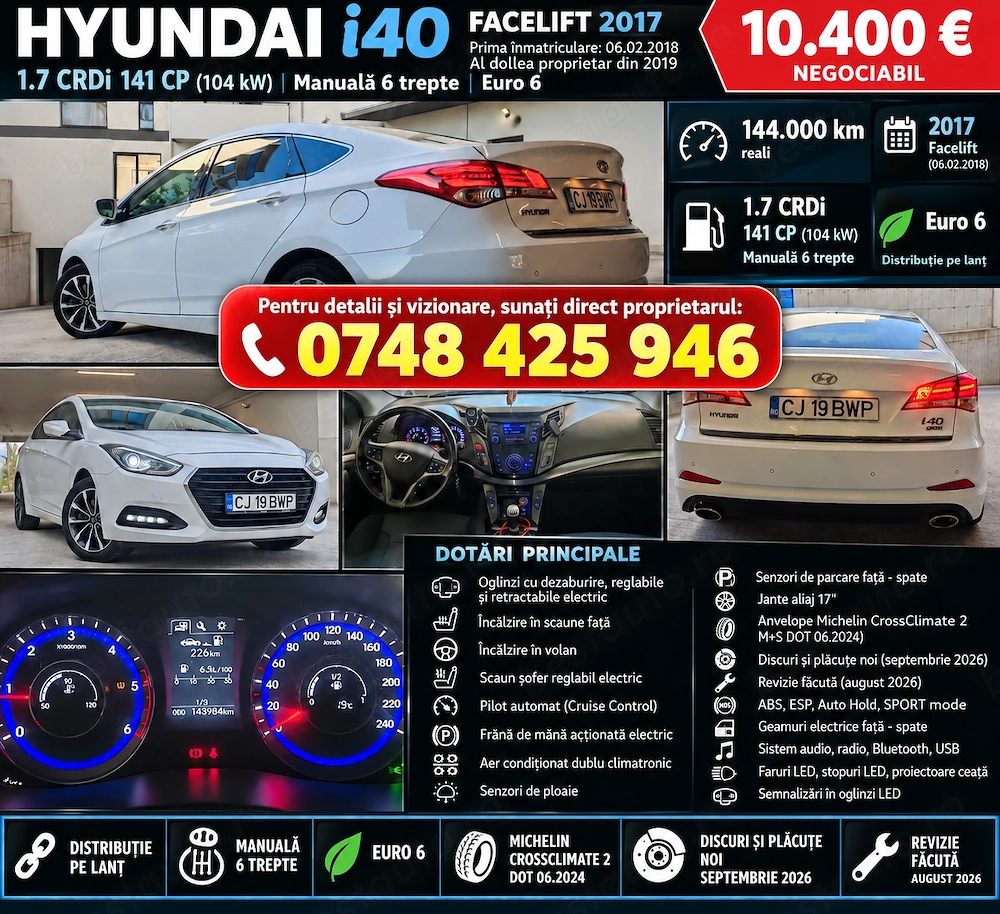 Hyundai i40 Facelift 1.7 CRDi   141 CP   Euro 6   144.000 km