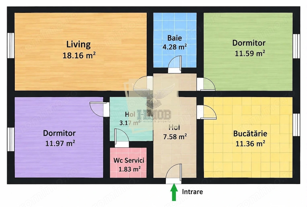 Apartament decomandat 3 camere 70 mp utili Vasile Aaron