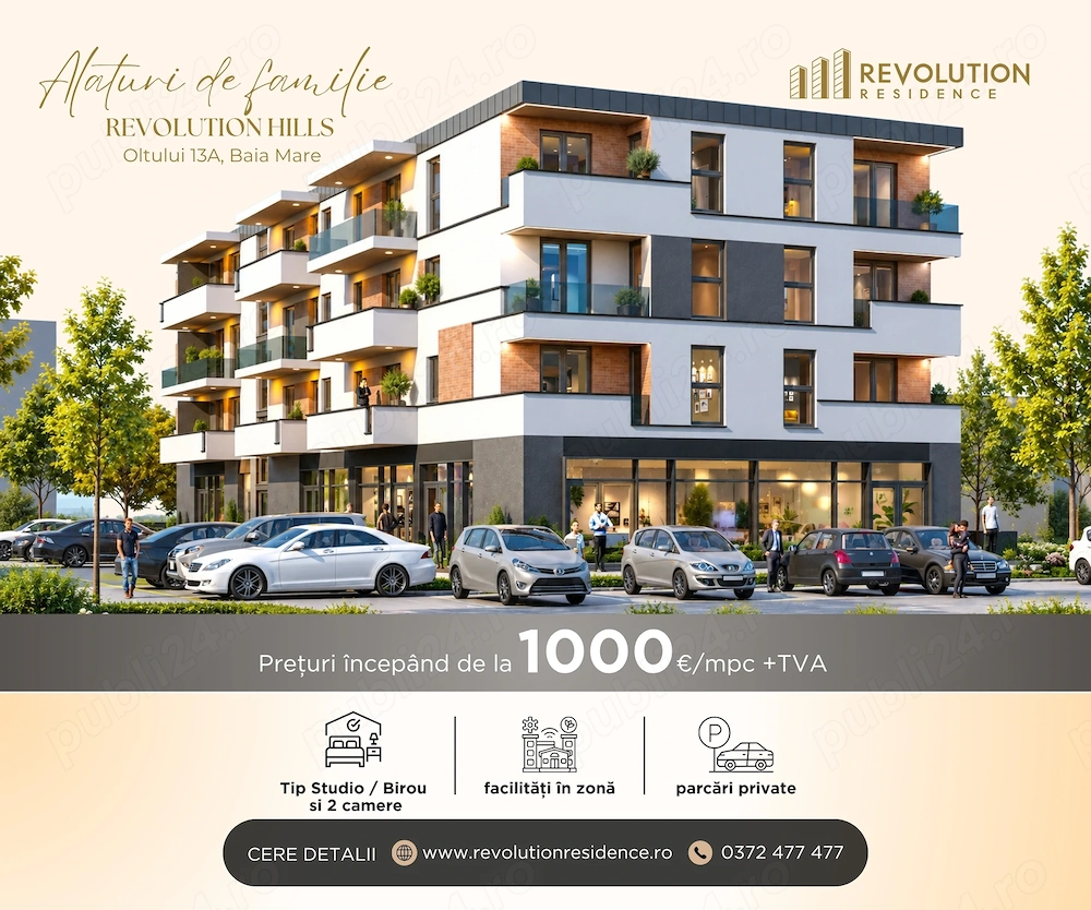 NEW! COMISION 0% - Tip Studio  Birou si 2 camere - Oltului 13A, Baia Mare