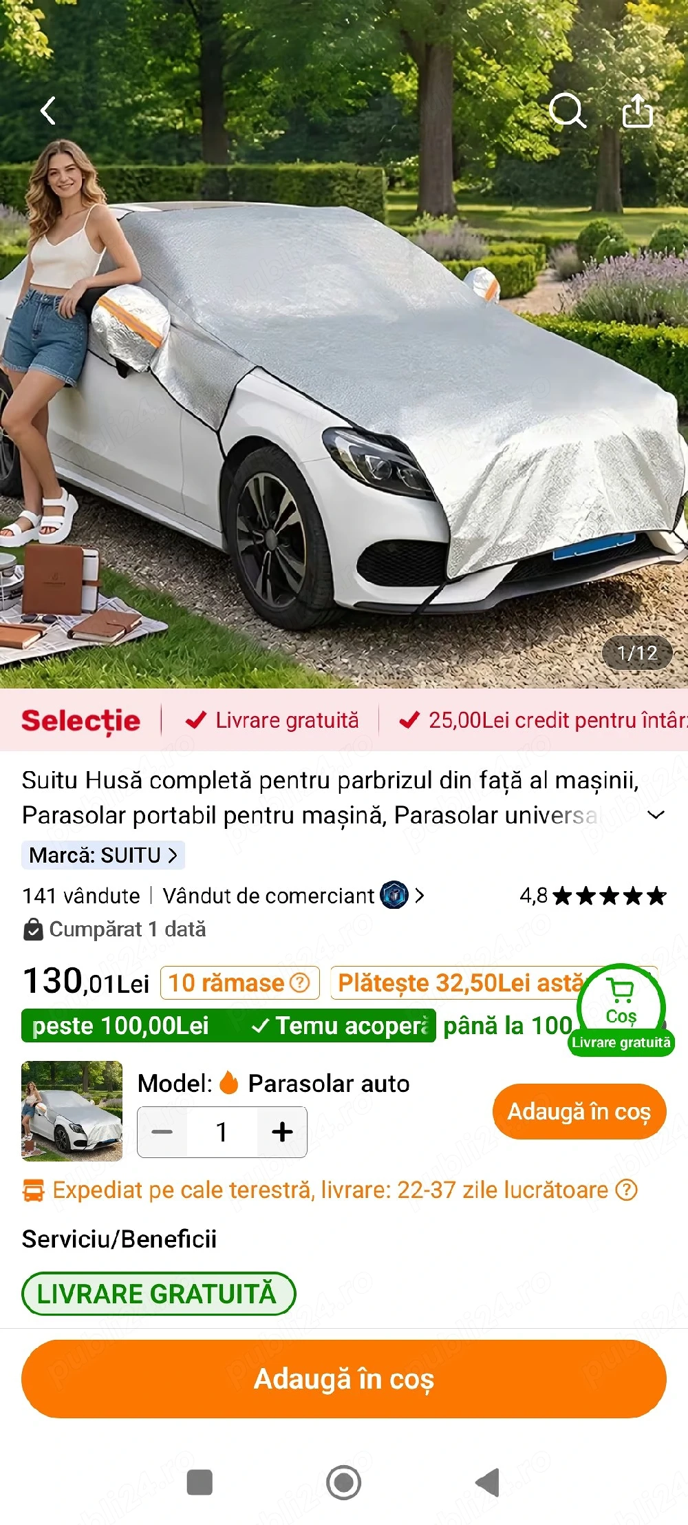 Husa auto pentru parbriz si capota 