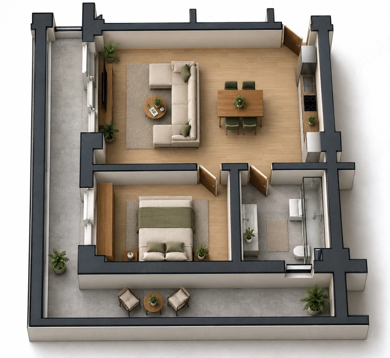 Apartament 2 camere open space Preajba - 0% comision la cumparare