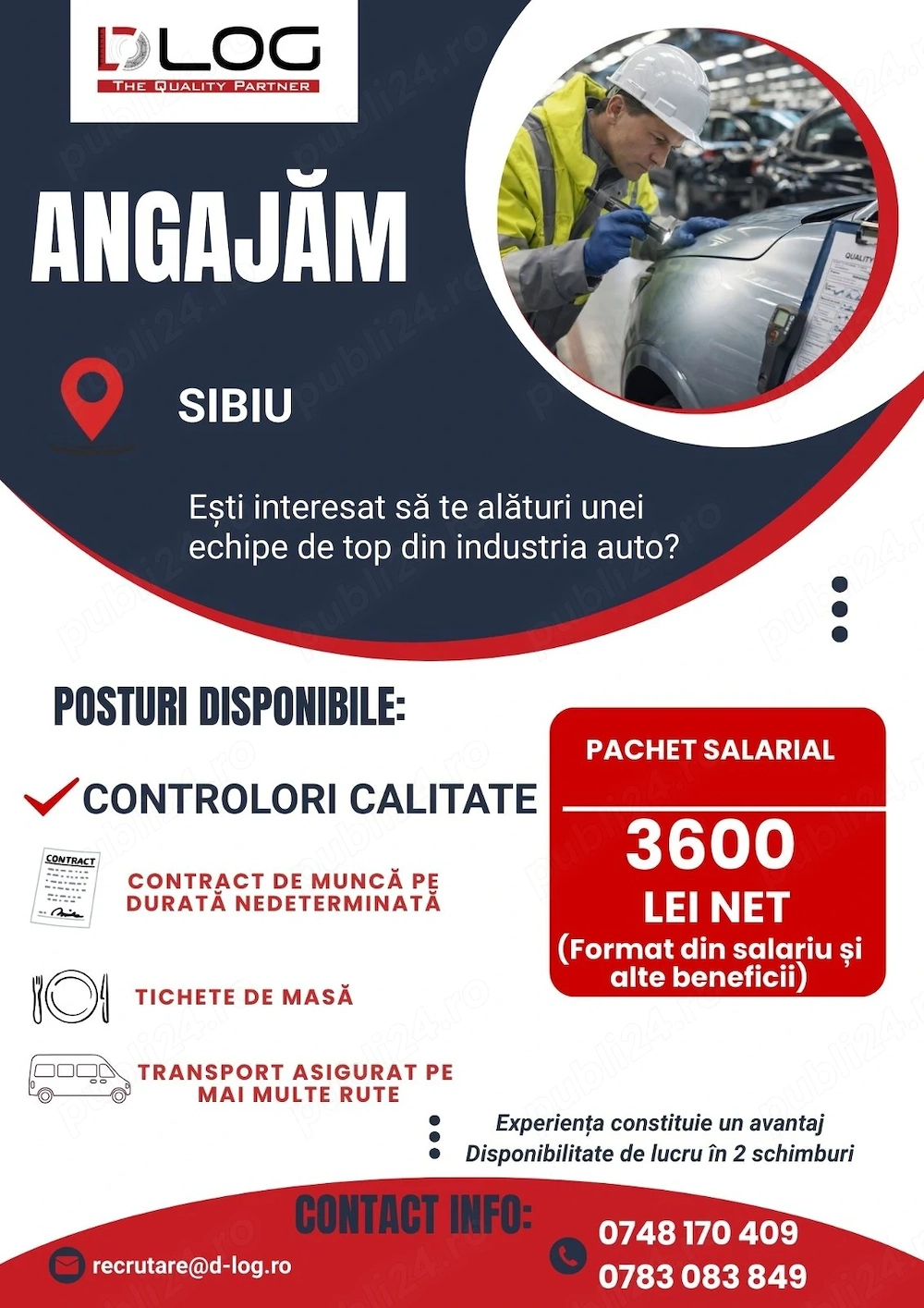 Pozitii deschise:Controlor calitate in Sibiu