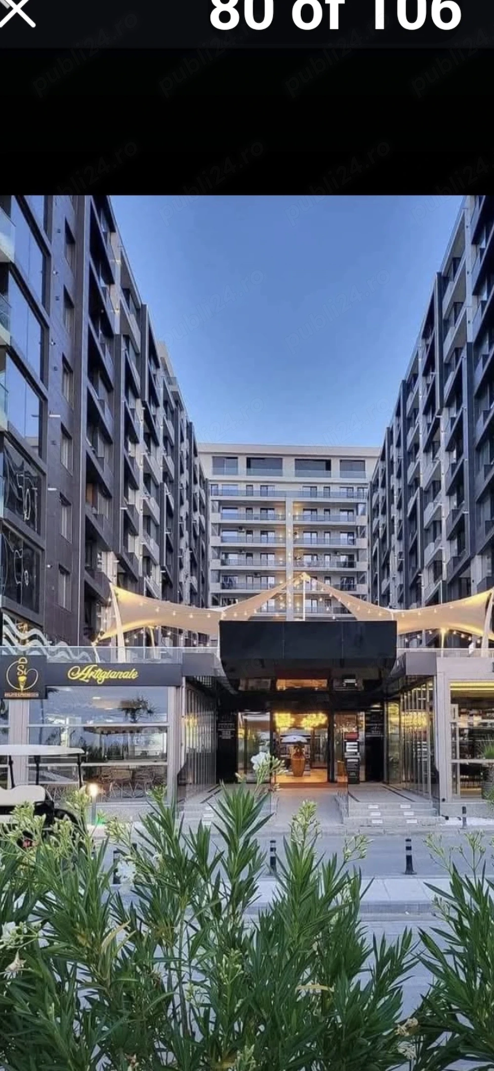 Mamaia Nord apartament 2 camere parter cu balcon in resort cu piscina ,prima linie la promenada