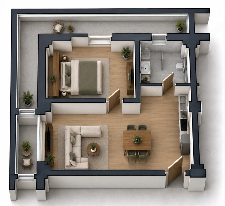 Apartament 2 camere open space Preajba - 0% comision la cumparare