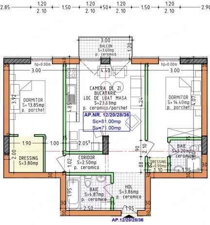 Apartament 3 camere, 71 mp, zona Calea Moldovei