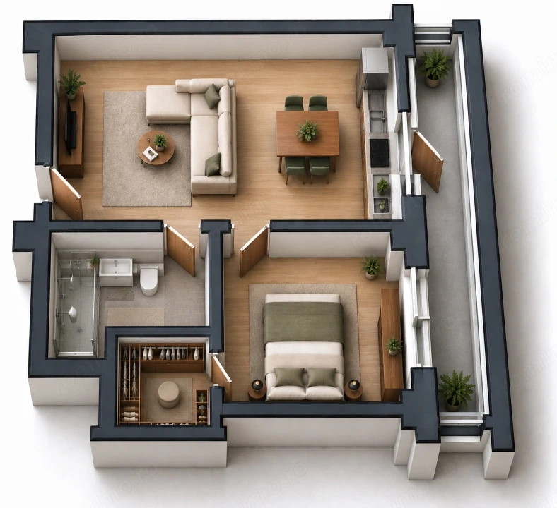 Apartament 2 camere open space Preajba - 0% comision la cumparare