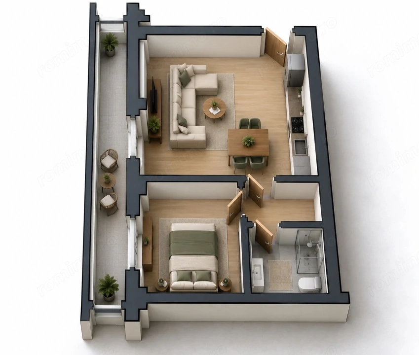 Apartament 2 camere open space Preajba - 0% comision la cumparare