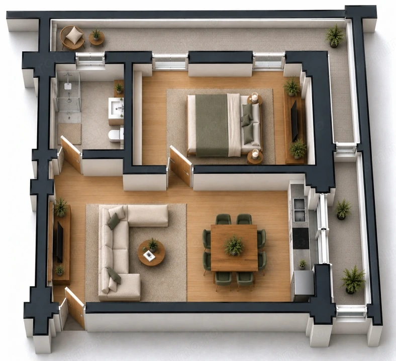 Apartament 2 camere open space Preajba - 0% comision la cumparare
