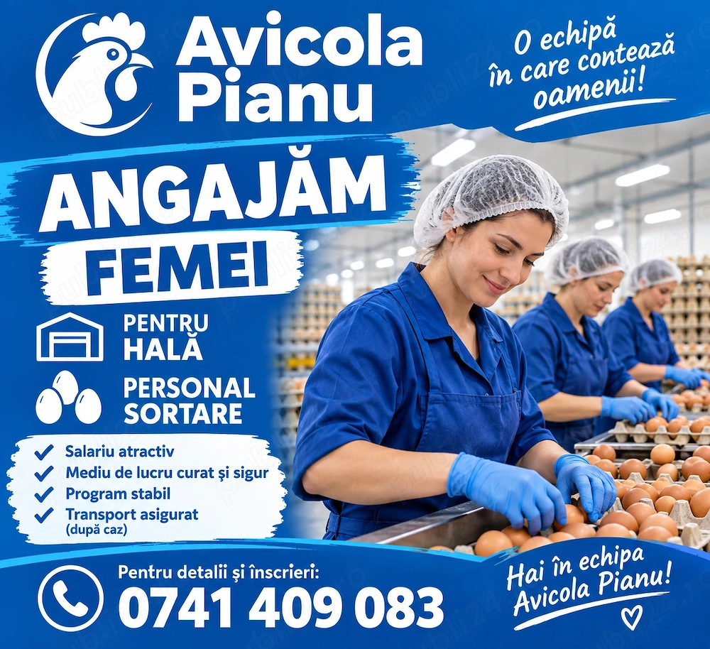 Angajăm femei, pentru hale și depozit.