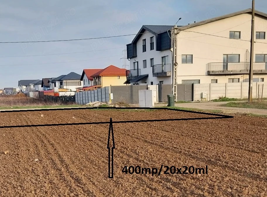 Teren 394 mp, COLT 20x20m, GAZE și CURENT, 39.000euro, Posibil RATE, Buchetului cu Armoniei, ASFALT