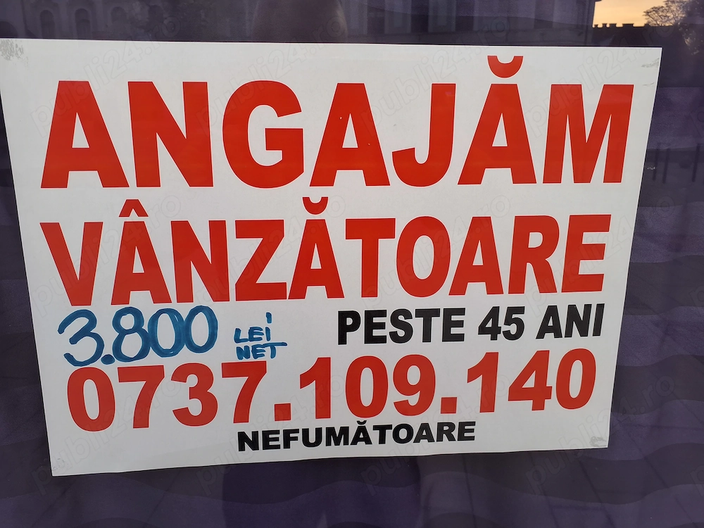 Vanzatoare încălțăminte minim45 ani