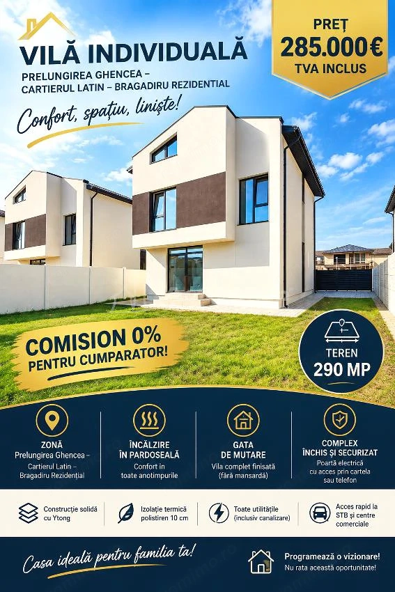 Vanzare - Casa Individuala  - Vila  P+1+M - Prelungirea Ghencea - Cartierul Latin - 285000E TVA INCL