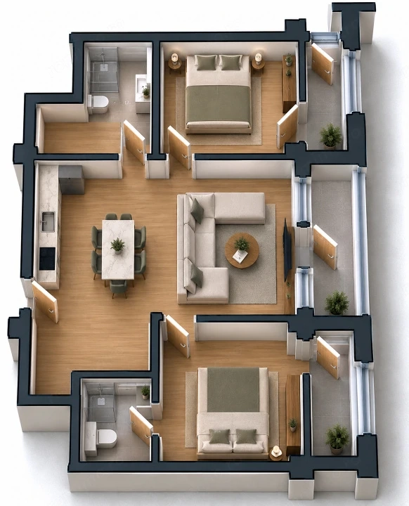 Apartament 3 camere open space Preajba - 0% comision la cumparare