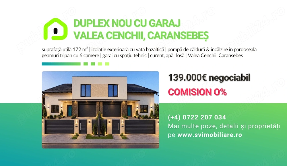Comison 0 -Duplex nou cu garaj | Valea Cenchii, Caransebeș