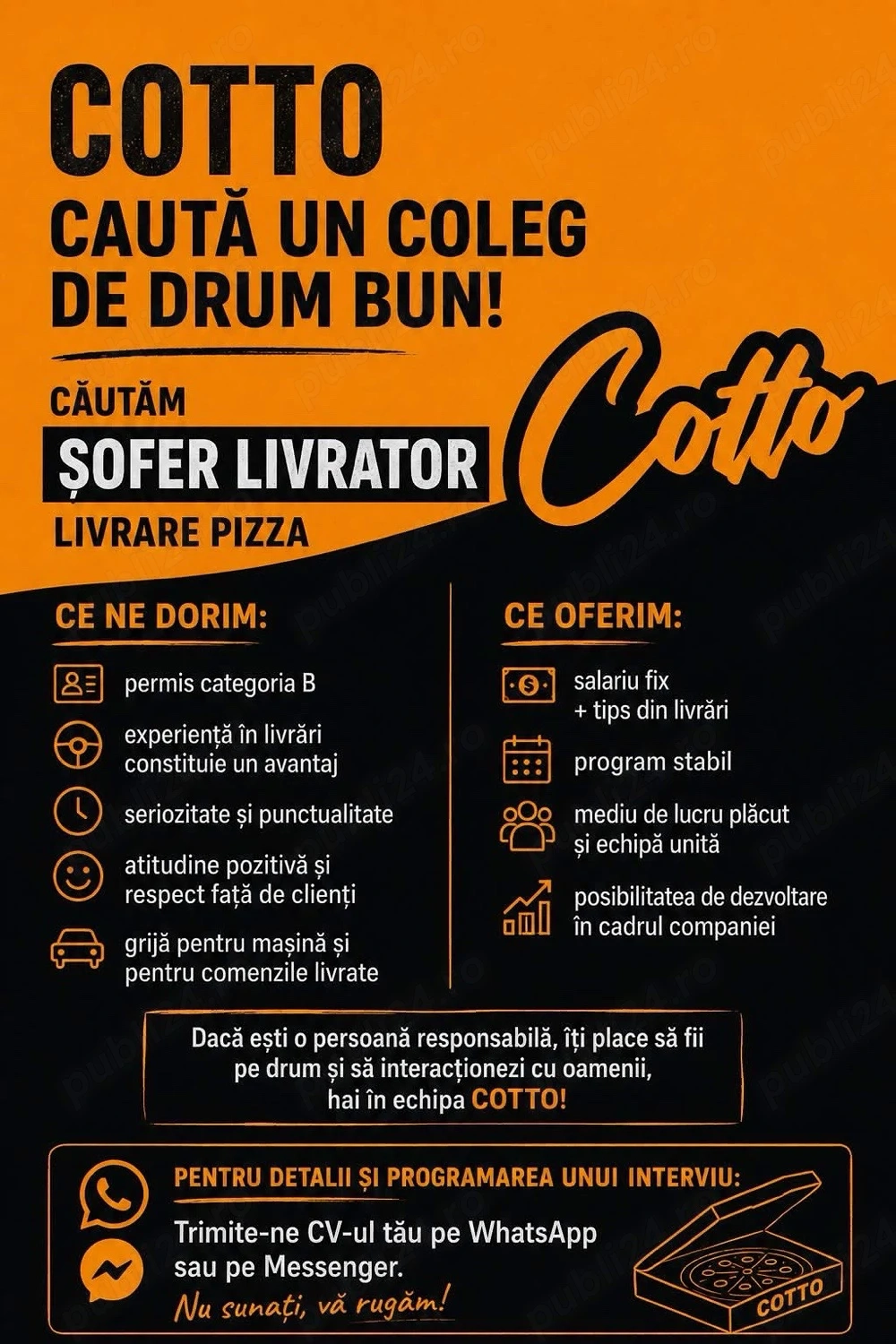 Angajam Sofer Livrator pizzerie!