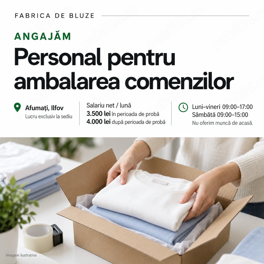 Angajăm personal pentru ambalarea comenzilor - Afumați
