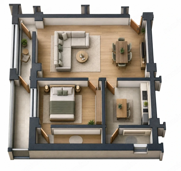 Apartament 2 camere open space Preajba - 0% comision la cumparare