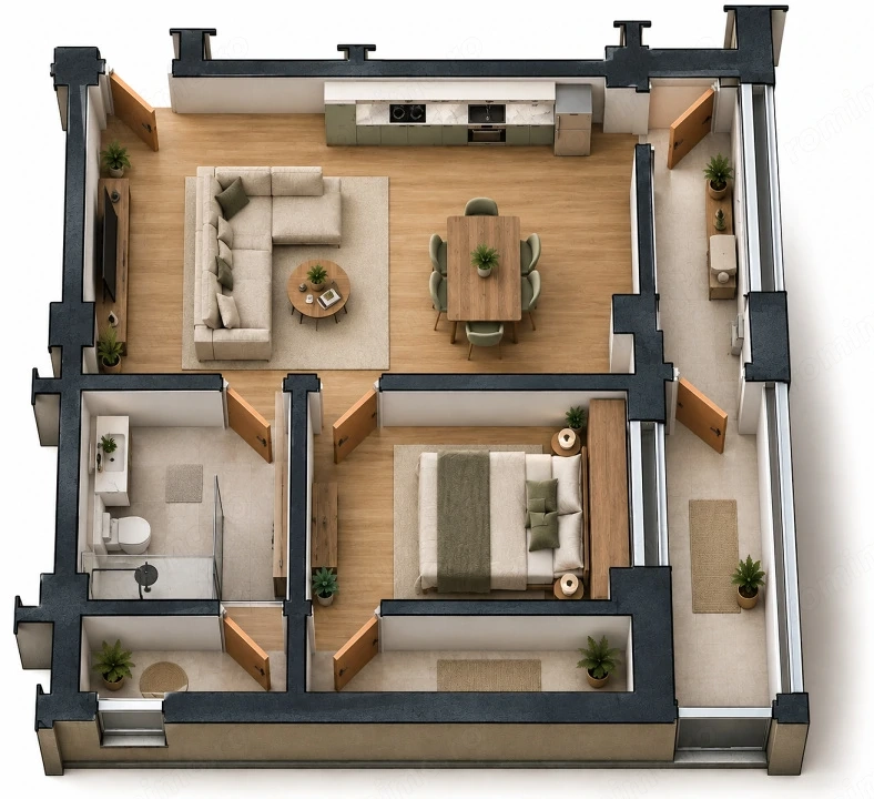 Apartament 2 camere open space Preajba - 0% comision la cumparare
