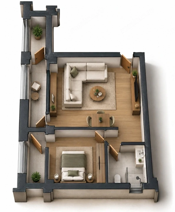 Apartament 2 camere open space Preajba - 0% comision la cumparare