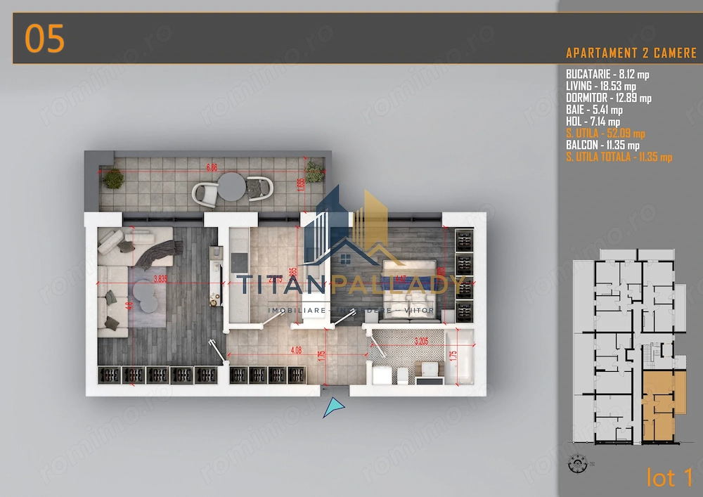 Apartament 2 Camere, 64 Mp,Titan - Pallady - Ozana