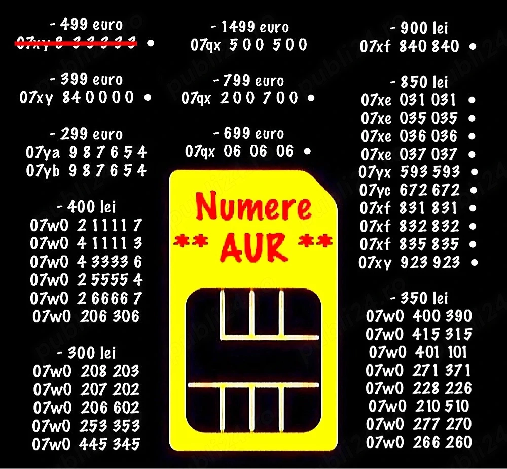 Numere Vip Aur Gold * Numar telefon Platinum * Cartela