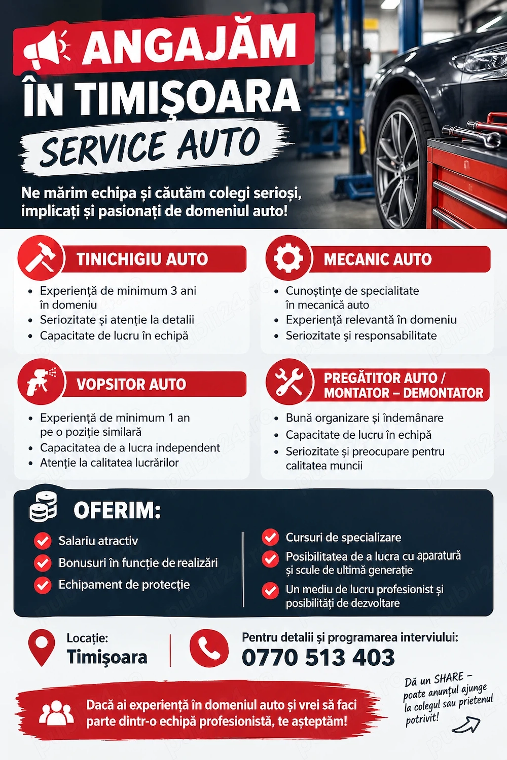 Angajari Service Auto  Timisoara