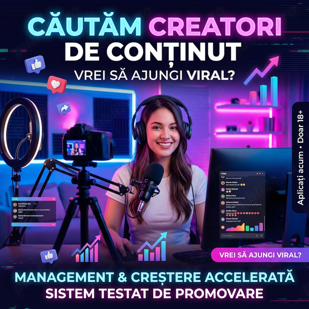 Căutăm Creatori de Conținut | Creștere Accelerată & Management Social Media