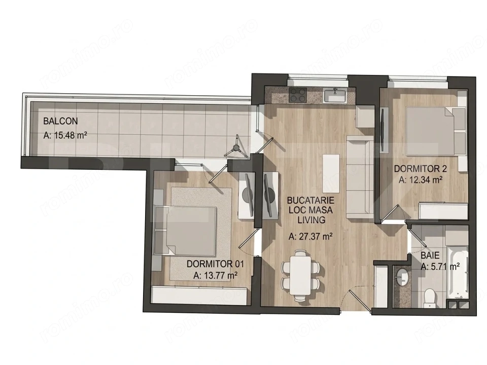 Apartament 3 camere, terasă generoasă, parcare, zona Eroilor