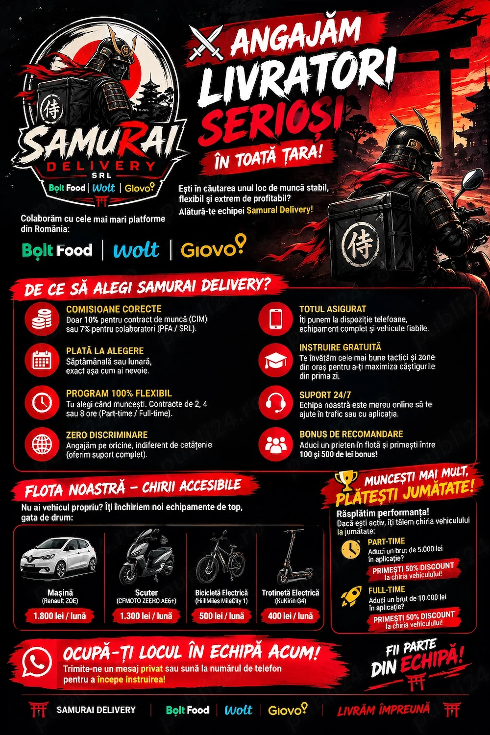    Samurai Delivery angajează Livratori Serioși în Toată Țara! 