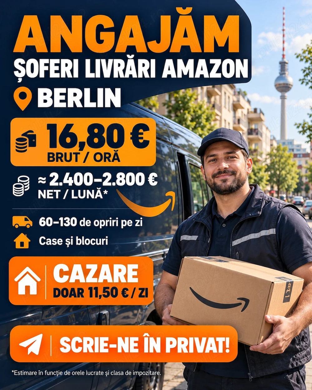 Angajăm curieri pentru livrări Amazon   Berlin, Germania