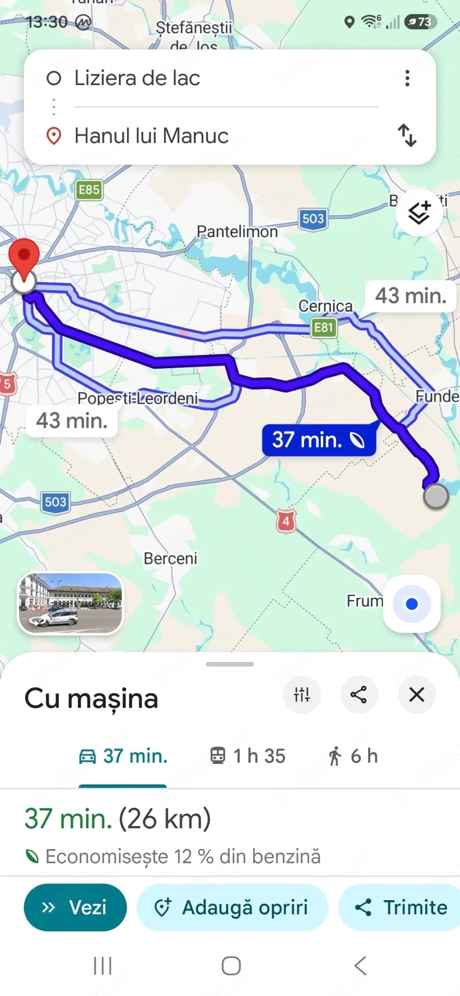 teren Frumusani 15 km de Intercontinental Bucuresti