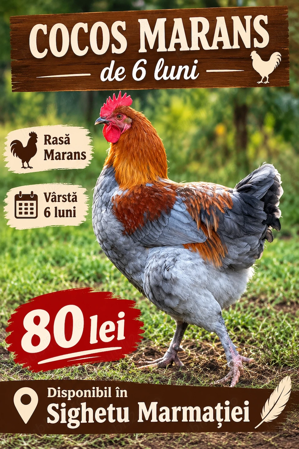 Vând cocos albastru de Marans 