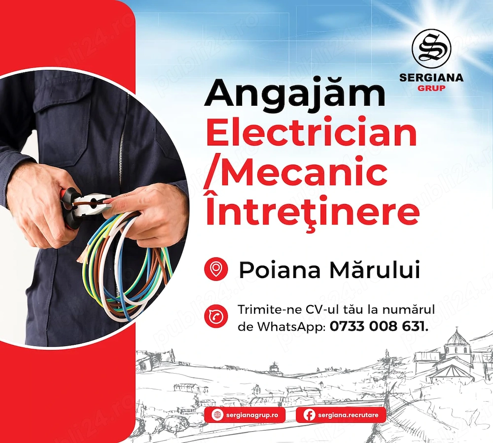 Electrician- mecanic intretinere si reparatii pentru fabrica din Poiana Marului judetul Brasov