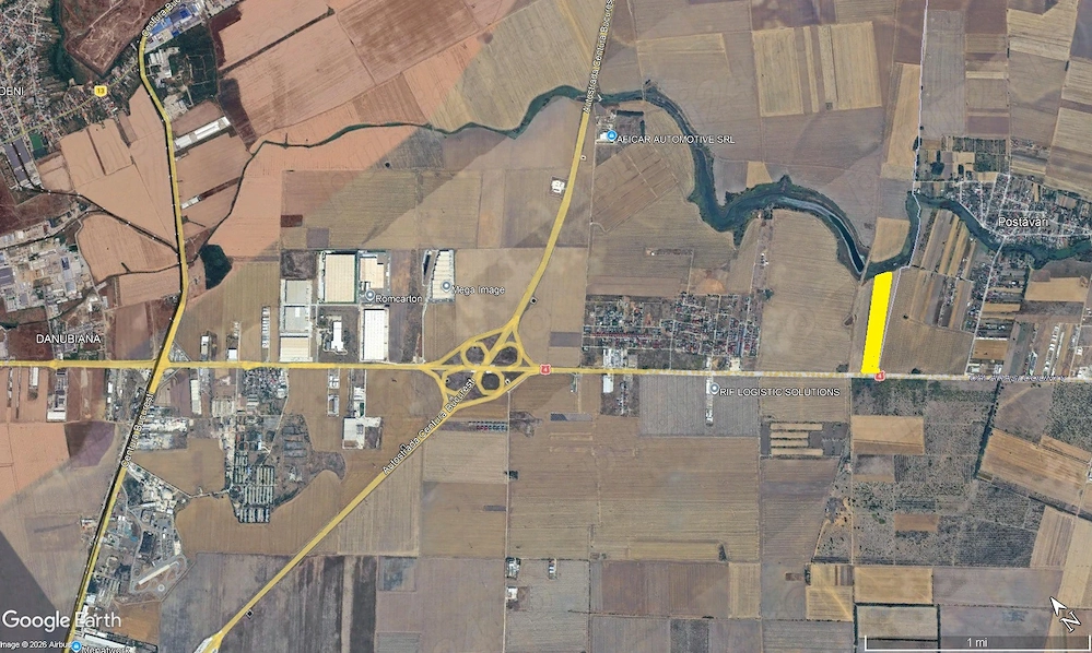 Teren industrial 60.000 mp   d 81 m   Popesti Leordeni, DN4, în apropiere de A0 