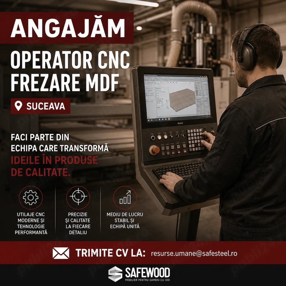 Echipa SafeWood caută coleg ă pentru postul de Operator CNC frezare MDF - Suceava 