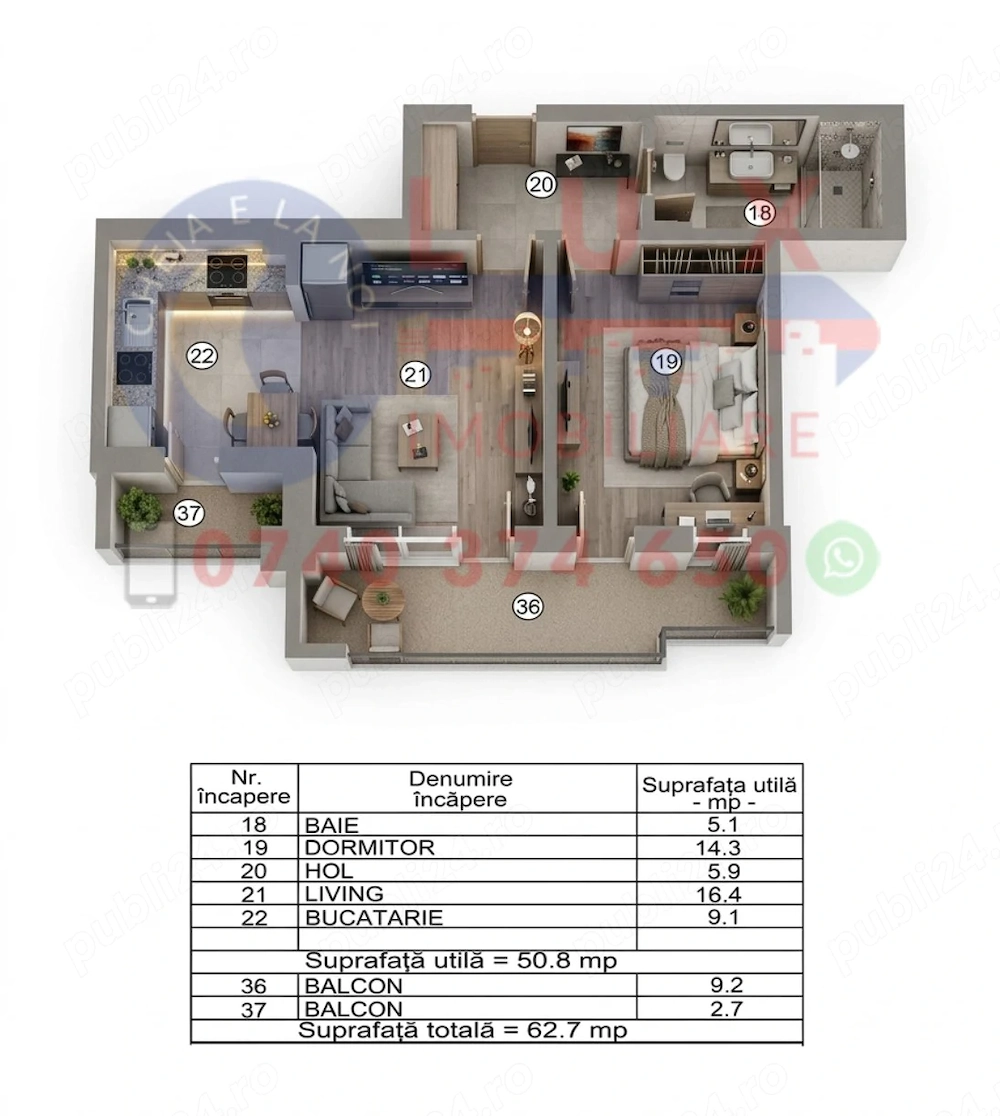 Id 20066 apartament 2 camere de vânzare | bloc nou cu lift