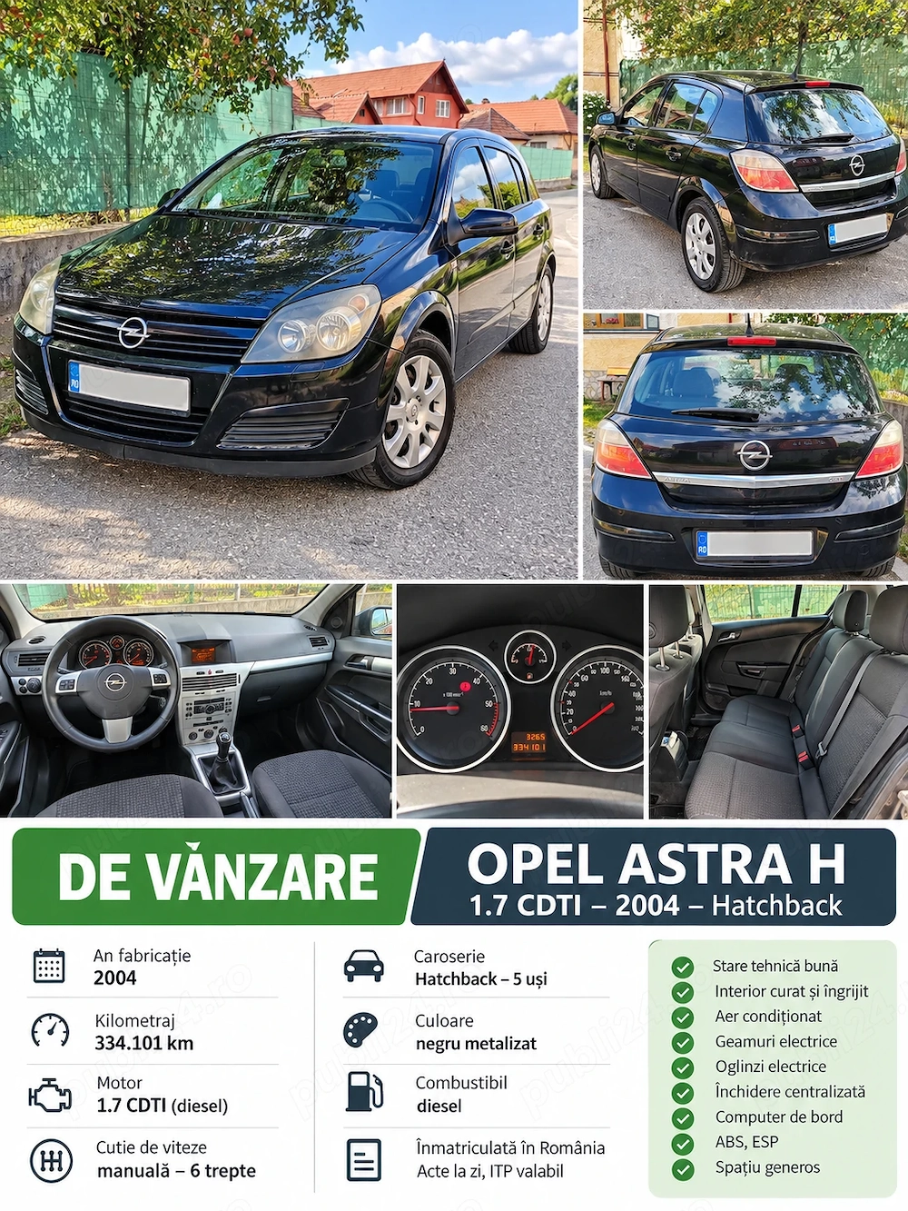 Opel astra h stare bună fără rugina, vopsea cu urme vizibile de imbatranire