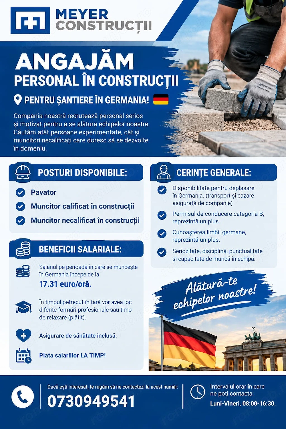 Caut muncitor calificat necalificat (detasare Germania)