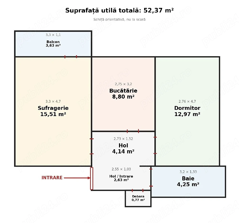 Vand apartament 2 camere Racadau   Valea Cetății 