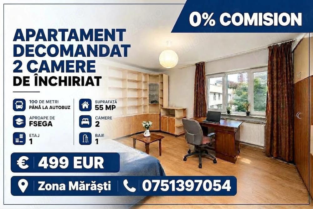 Oferta 0 Comision Marasti 2 camere decomandate