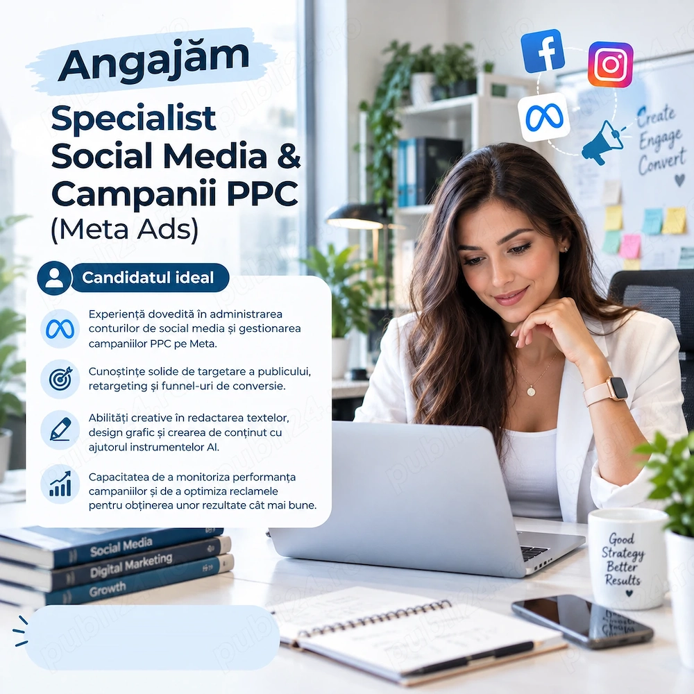 Suntem în căutarea unui specialist în Social Media și campanii PPC (Meta Ads)