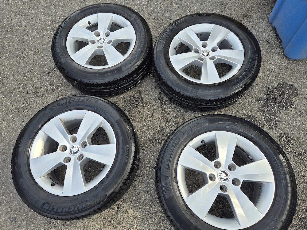 Jante R16 Skoda + cauciucuri vara Michelin  215 60 R16