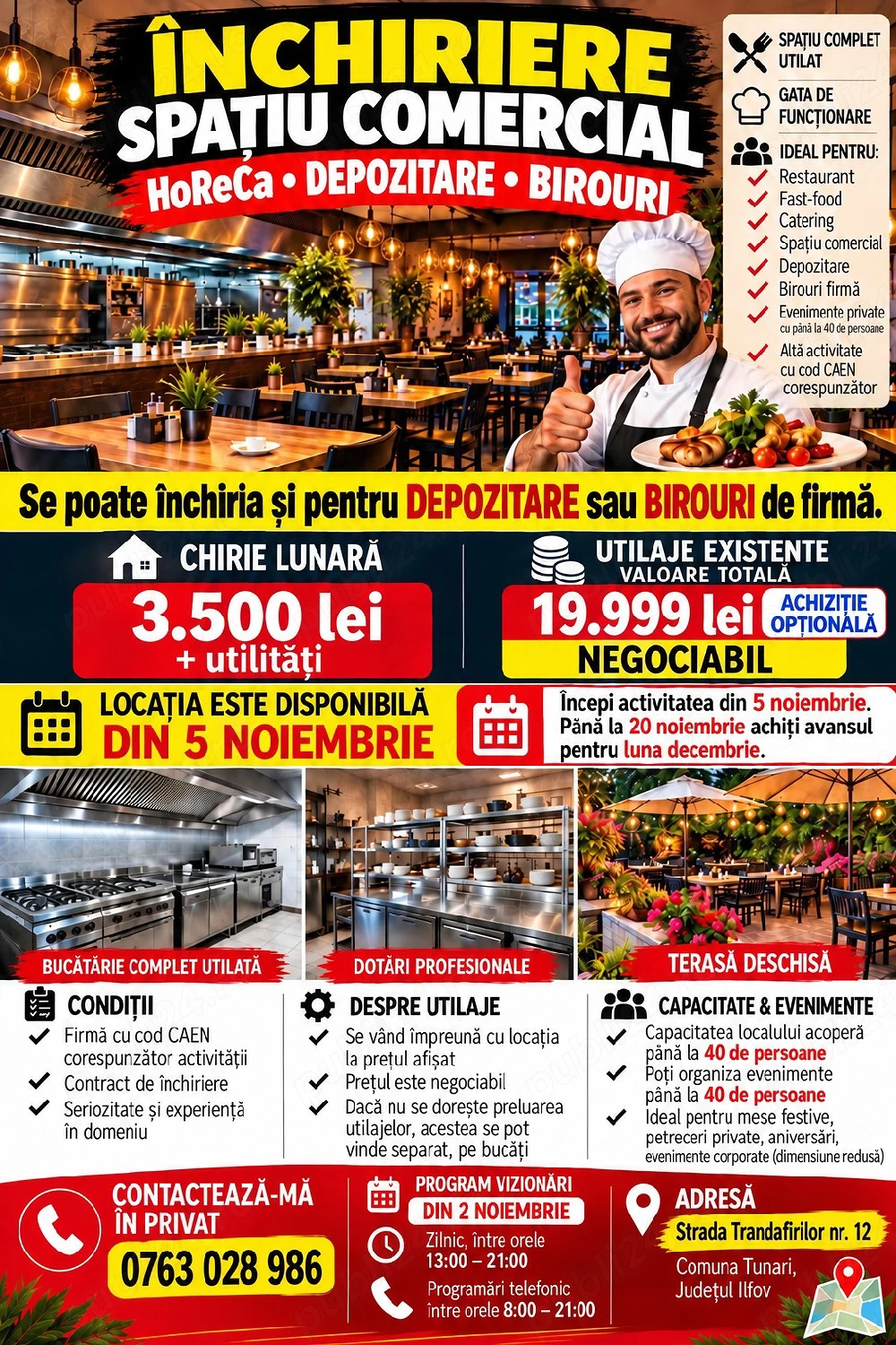 Locație de închiriat depozit  satiu comercil afacere la cheie de închiriat Tunari